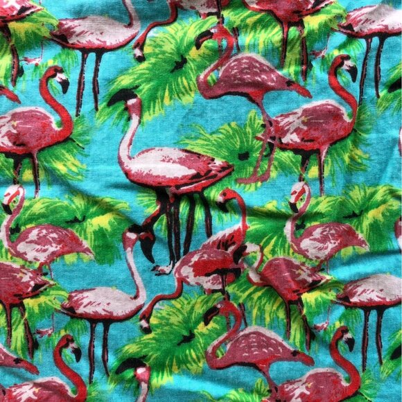 Huntington Beach Club Mens Hawaiian Shirt Large Short Sleeve Green Flamingo - Picture 9 of 11
